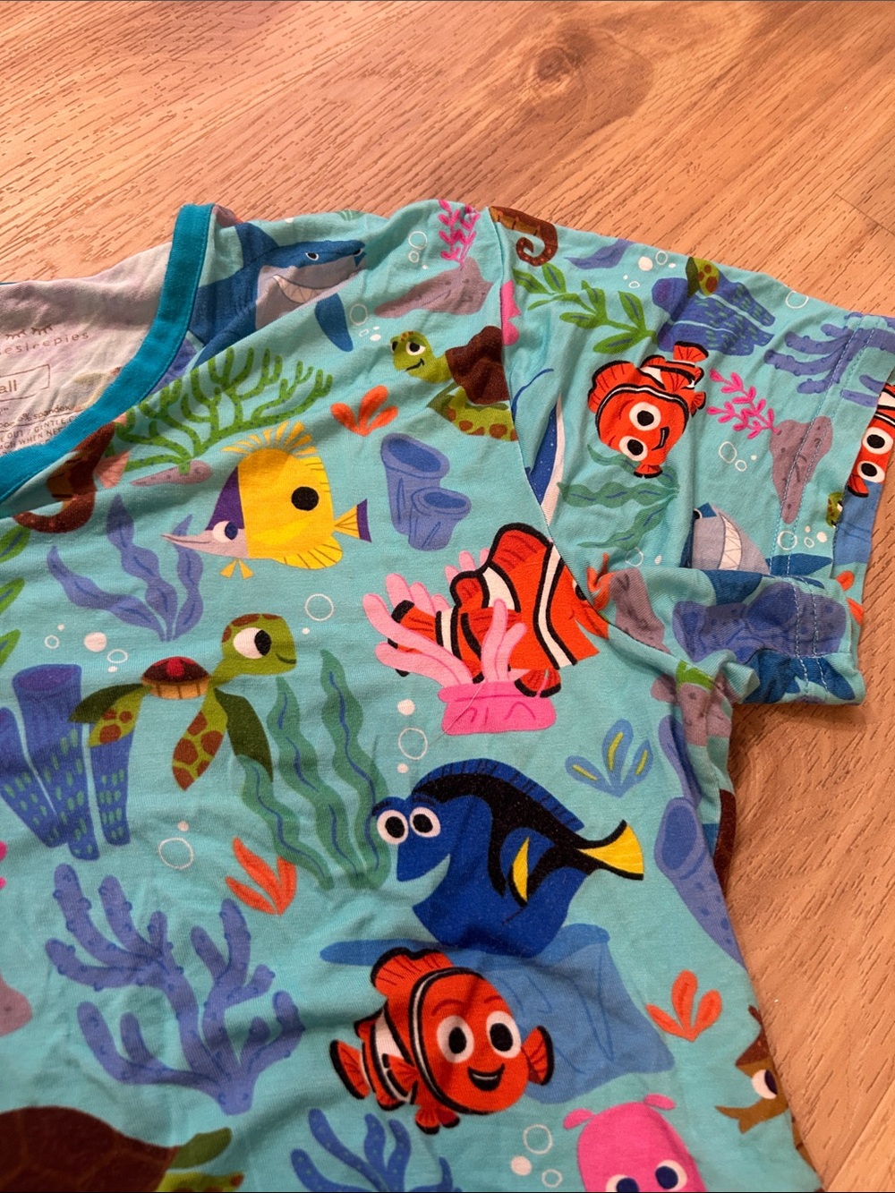 Little Sleepies Women’s Turquoise Finding Nemo PJ Top View 6